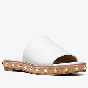 NEW Micheal Kors Ellen Leather Slide Sandal
